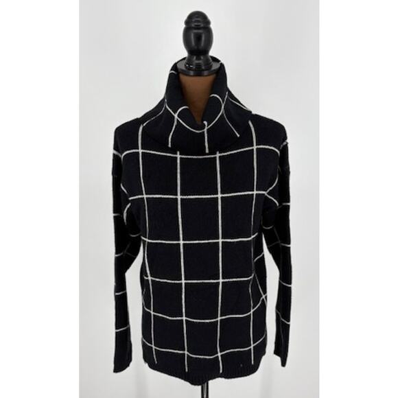 KIRUNDO Window Pane Turtleneck Sweater in Black and White – Size Medium - Picture 1 of 7